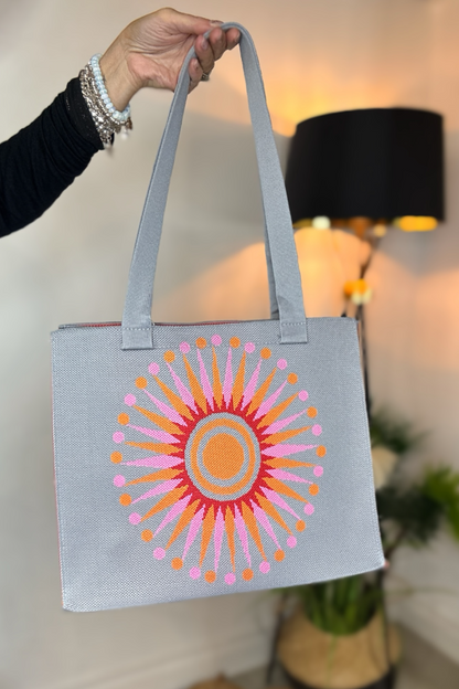 Constellation Medium Woven Tote Bag - Sunburst Grey