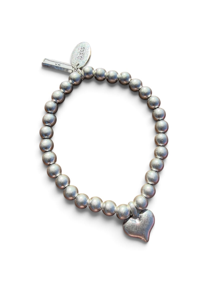 Silver Beaded Bubble Heart Bracelet