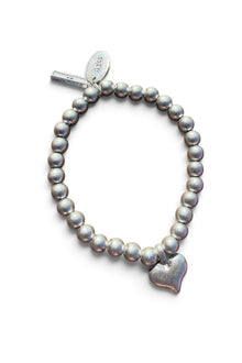 Silver Beaded Bubble Heart Bracelet