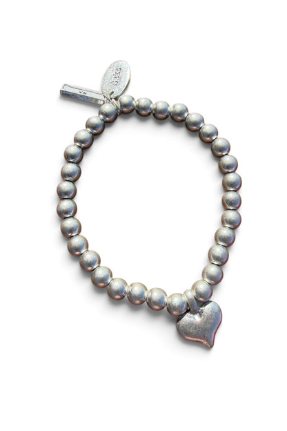 Silver Beaded Bubble Heart Bracelet