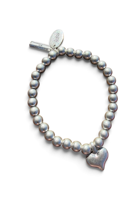 Silver Beaded Bubble Heart Bracelet