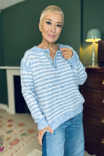 Buttoned Stripe Knit