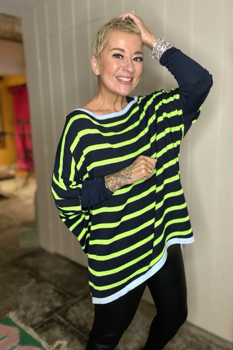 Striped Poncho Style Knit