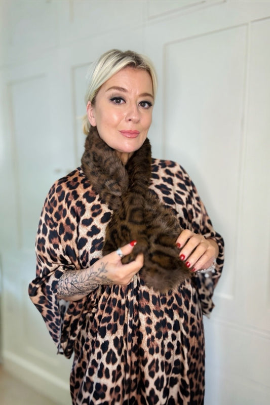 Leopard Print Faux Fur Stole