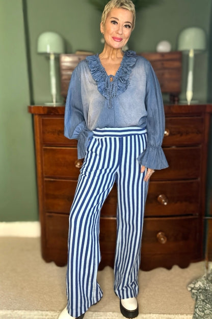 Stripe Wide Leg Trousers