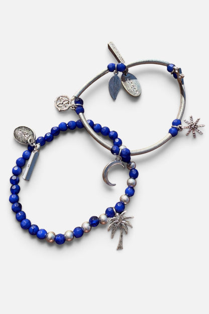 Blue Beaded Palm Bracelet