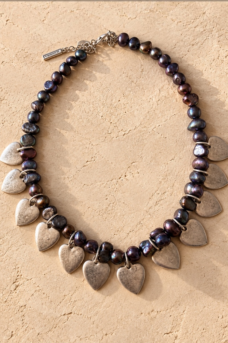 Storm Pearl Multi-Heart Necklace