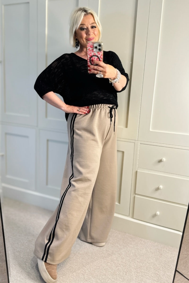 Sara Side Stripe Wide Leg Trousers