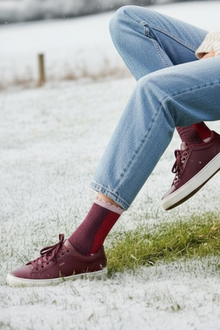 Colour Block Glitter Socks - Berry/Red
