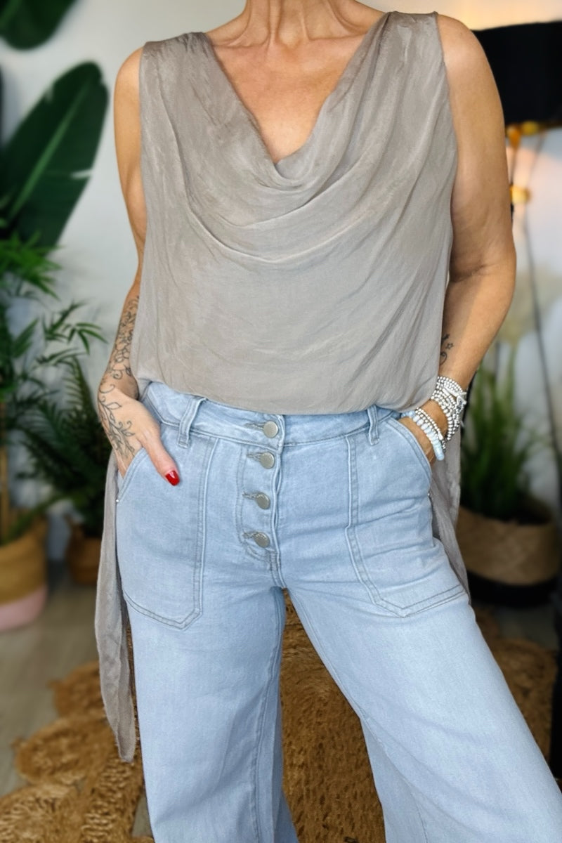 Marnie Flare Jeans - Silver Grey