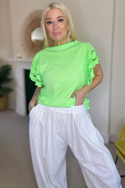 White Balloon Leg Trousers
