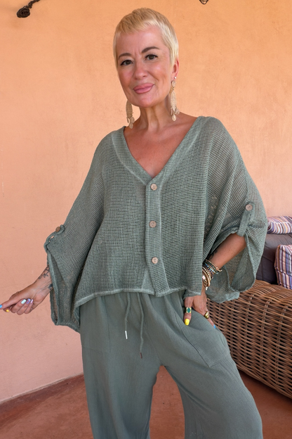 Balearic Breeze Button Up Top