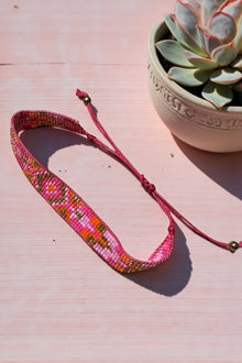 Fuchsia Mix Beaded Aztec Bracelet
