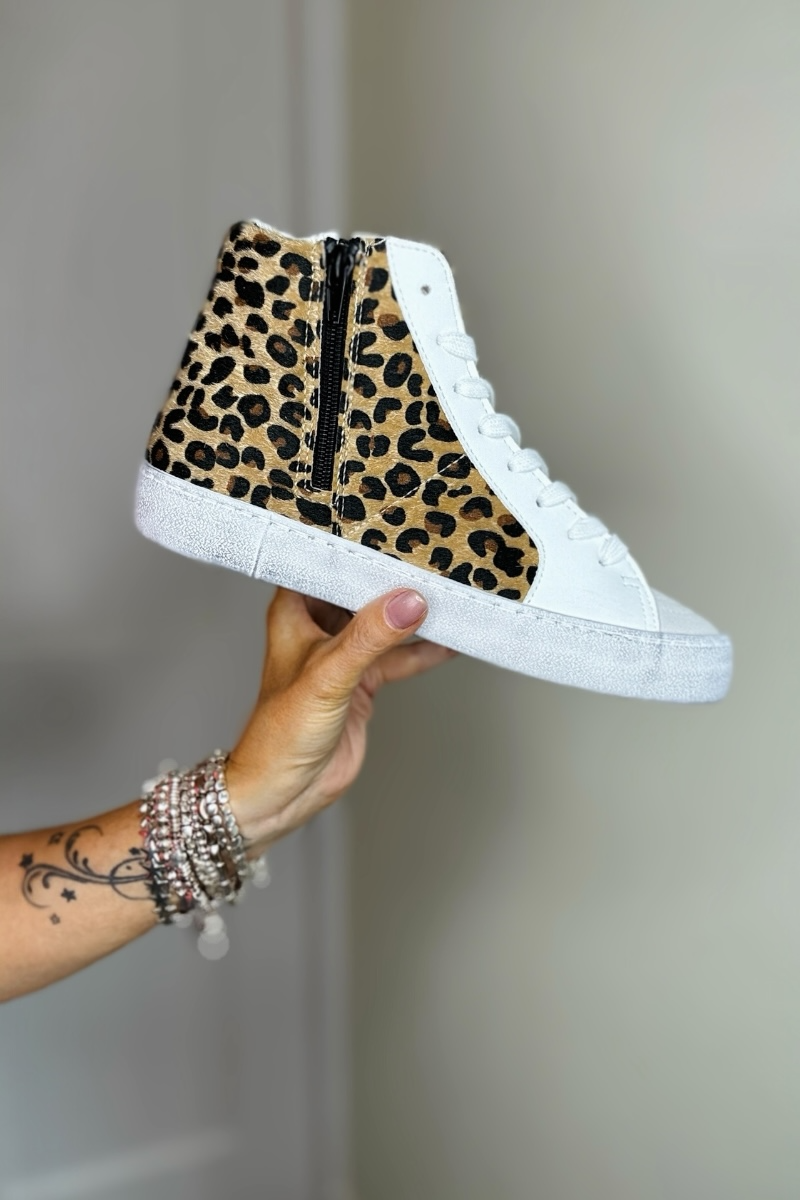 Zeena Leopard Hi Top Trainers