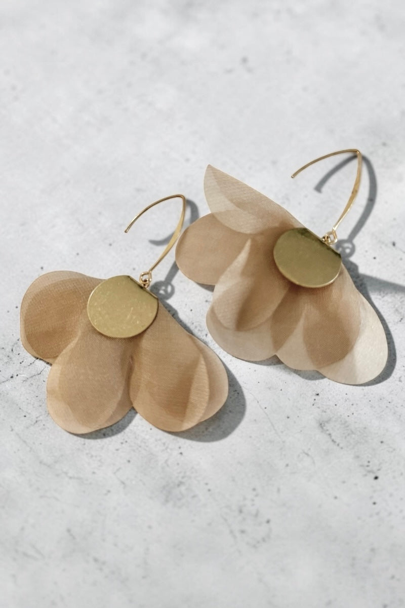 Light Weight Sheer Fabric Flower Earrings