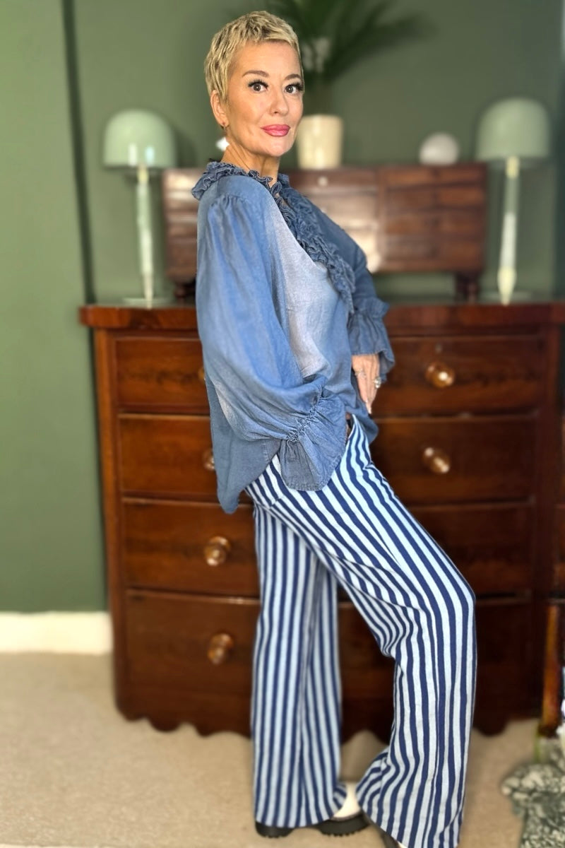 Stripe Wide Leg Trousers