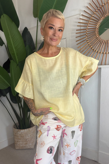Frill Sleeve Linen Mix Top