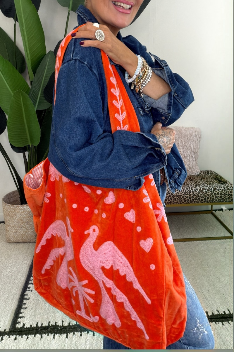 Leila Loves Free Spirit Oversized Velvet Tote Bag