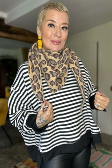 Cashmere Mix Leopard Print Triangle Knitted Scarf