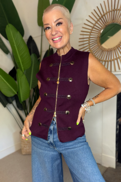 Romy Military Knit Waistcoat