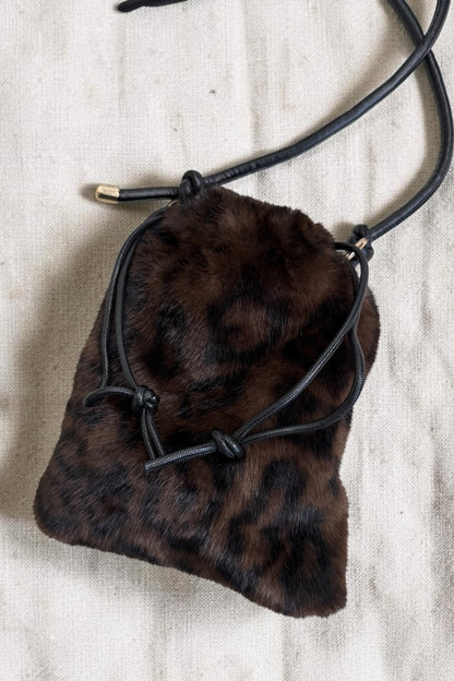Faux Fur Drawstring Bag