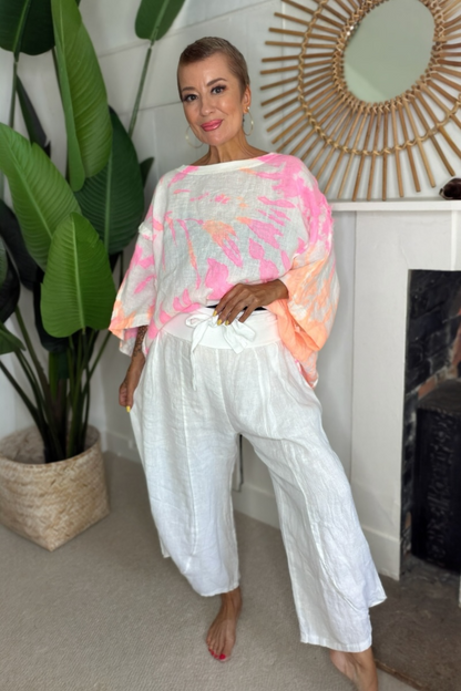 Linen Barrel Leg Trousers