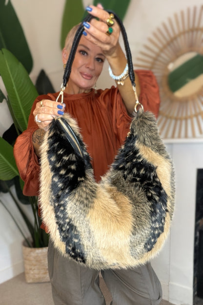 The Aspen Faux Fur Slouch Bag