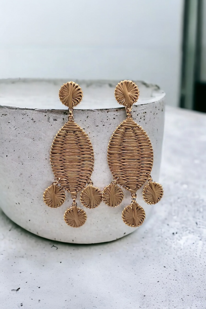 Mocha Oval Raffia Earrings