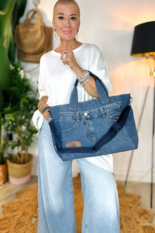 Denim Slouchy Tote Bag