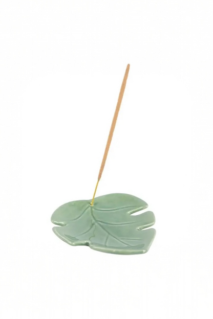 Palm Leaf Ceramic Incense Holder