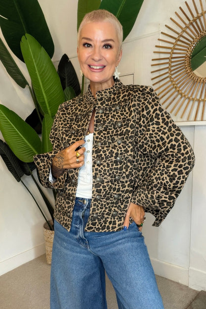 Leopard Print Military Jacket
