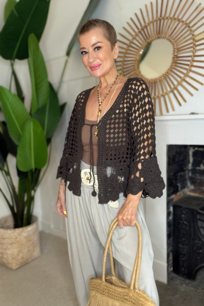 Crochet Tie Front Cardigan