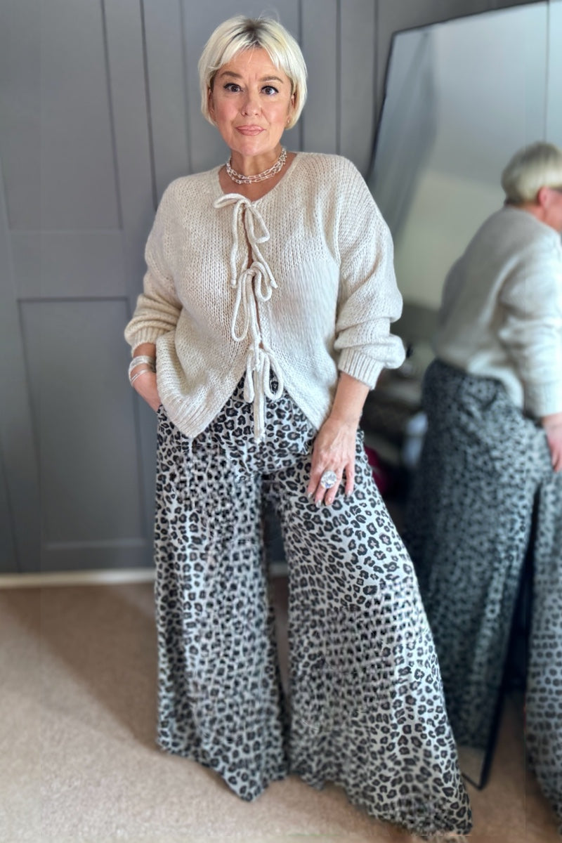 Lauren Leopard Print Wide Leg Trousers