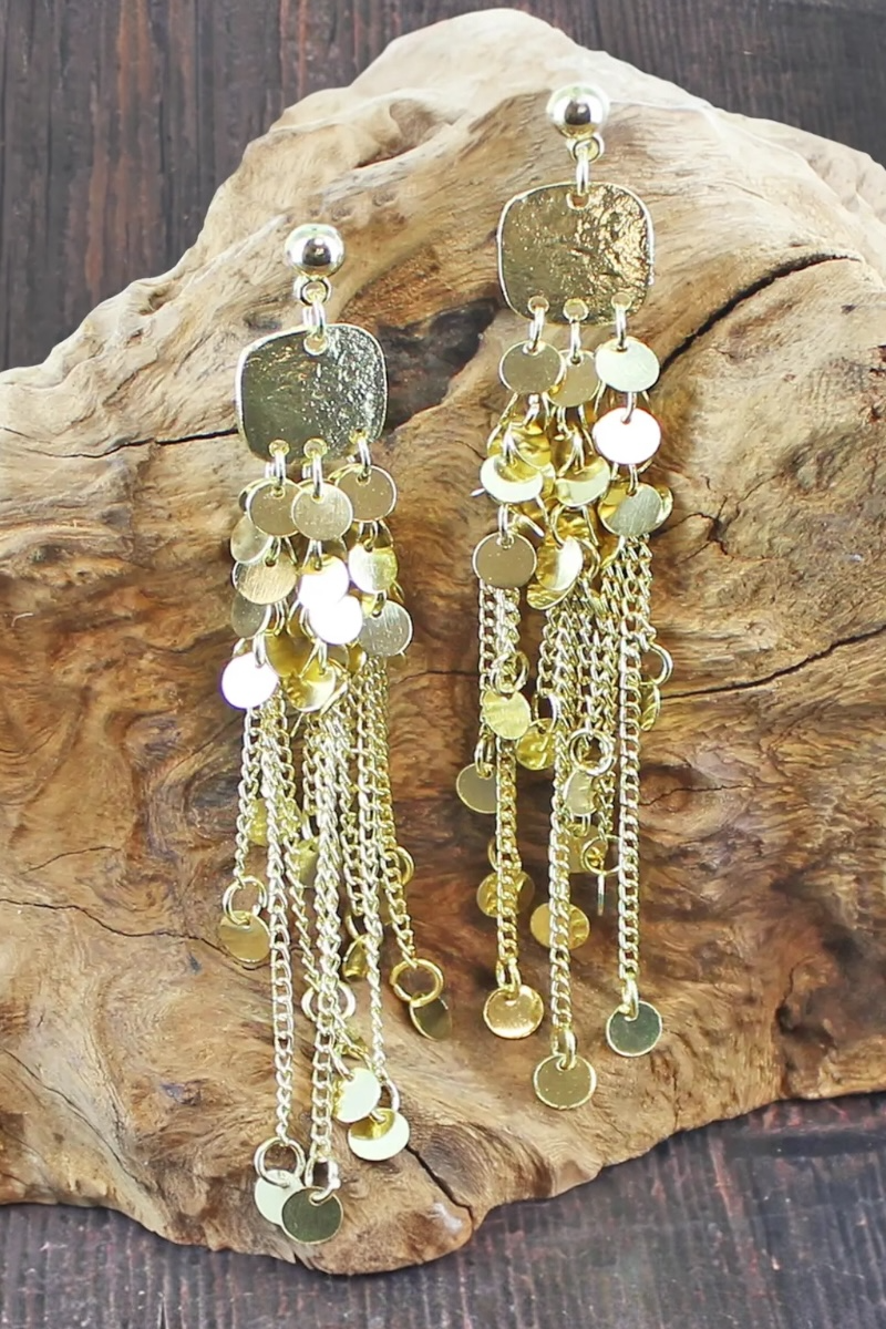 Gold Tassel Chain Earrings