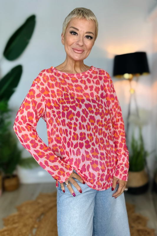 Lettie Animal Print Mesh Top