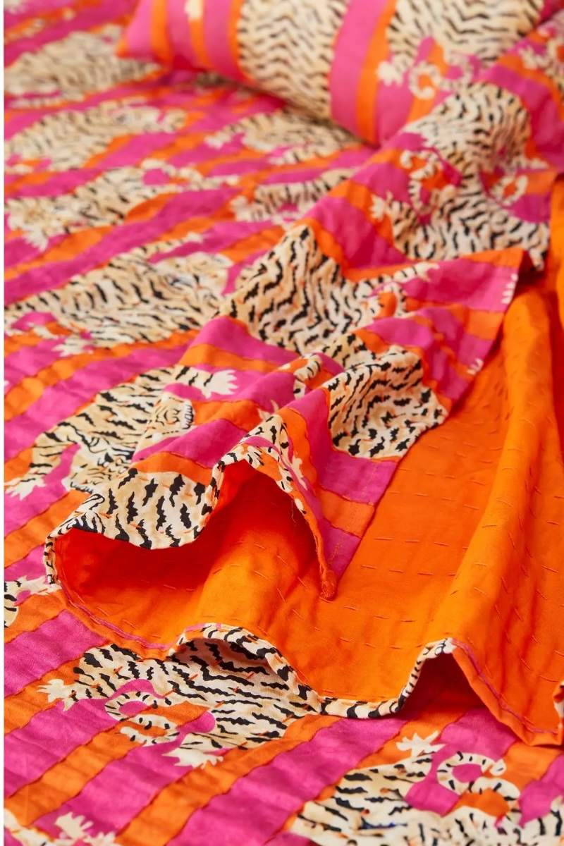 Tiger Stripe Kantha Bed Throw