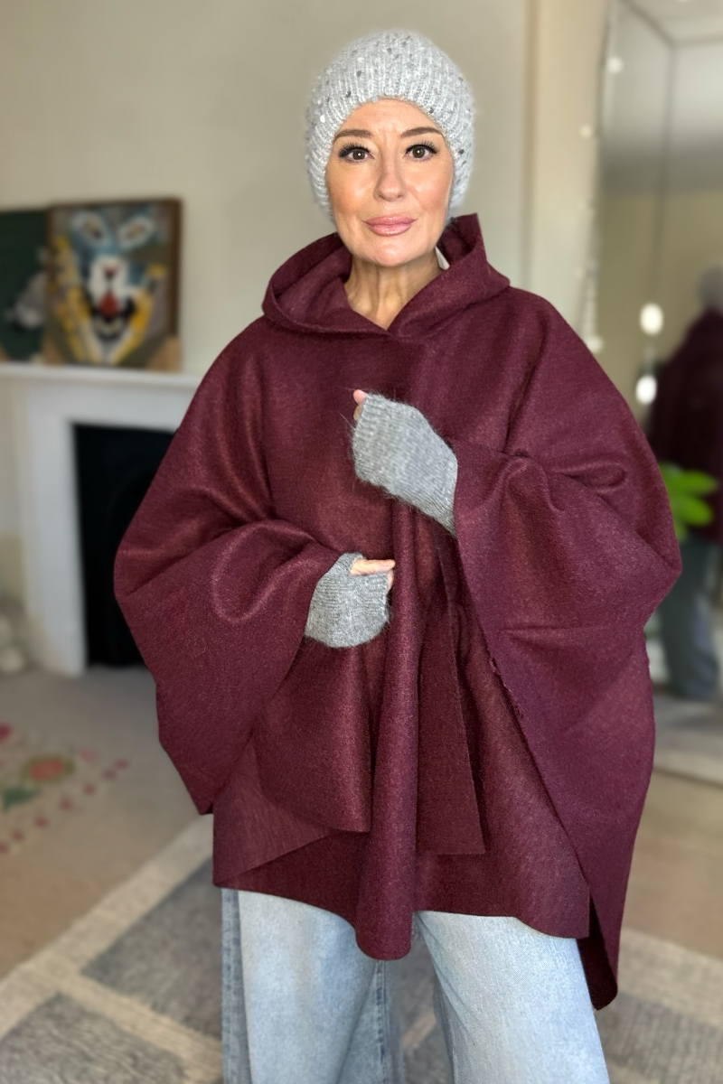 Claudia Hooded Cape Coat