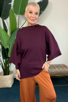 Batwing Slash Neck Knit
