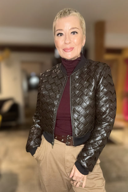 Lattice Faux Leather Jacket