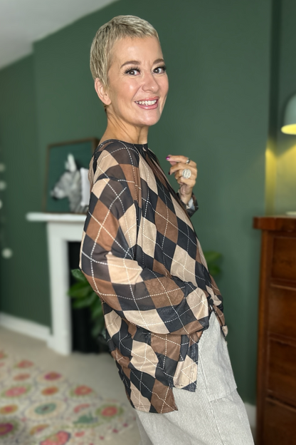 Argyle Mesh Top