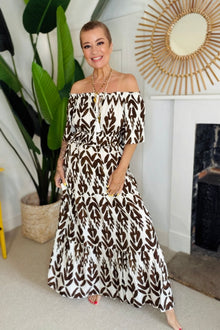 Boho Bardot Maxi Dress