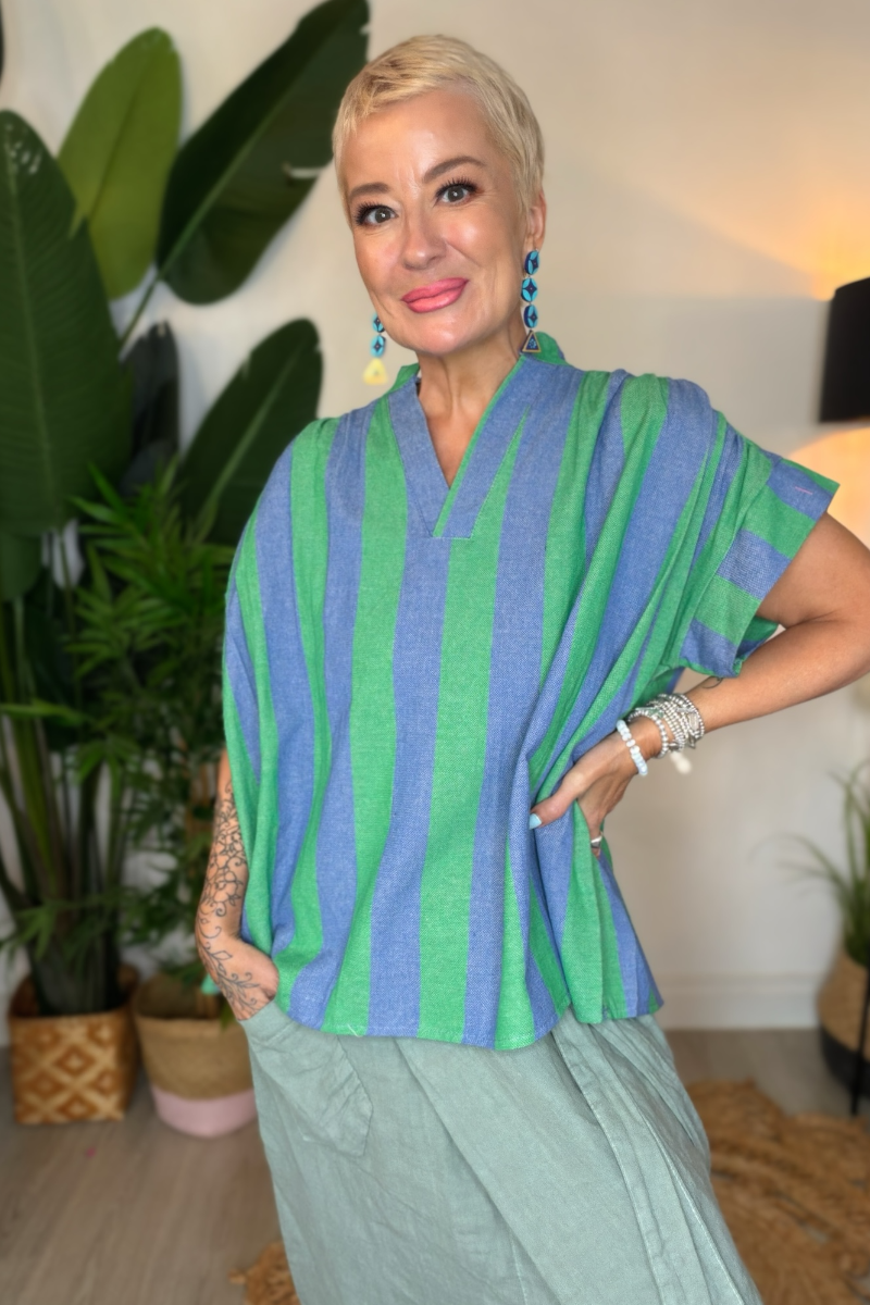 Canvas Stripe Smock Top