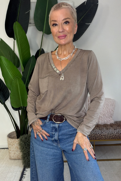 Essential V-Neck Long Sleeve T-Shirt