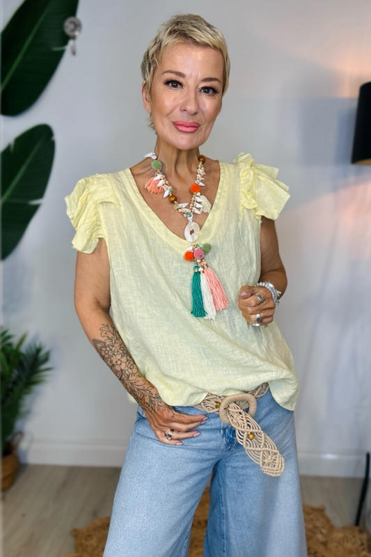 Free Spirit Frill Linen Top