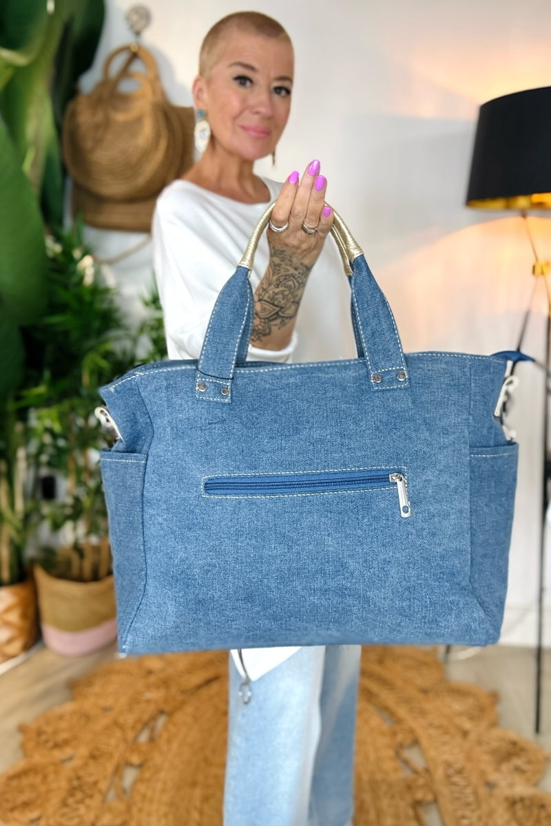Denim Slouchy Tote Bag