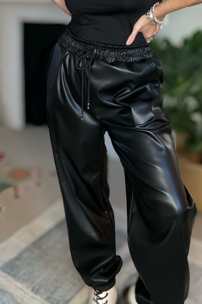 Faux Leather Joggers