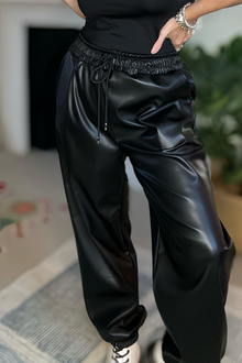 Faux Leather Joggers