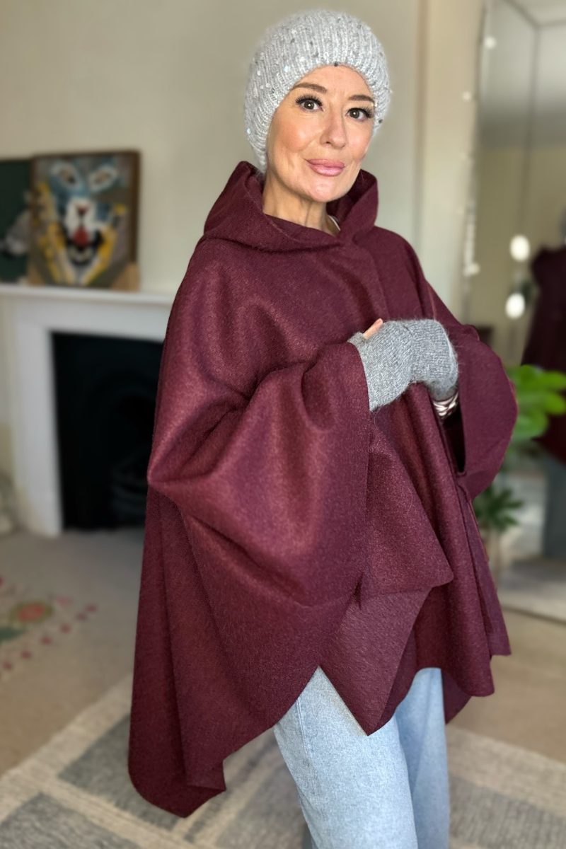 Claudia Hooded Cape Coat