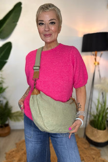 Half Moon Canvas Crossbody Bag