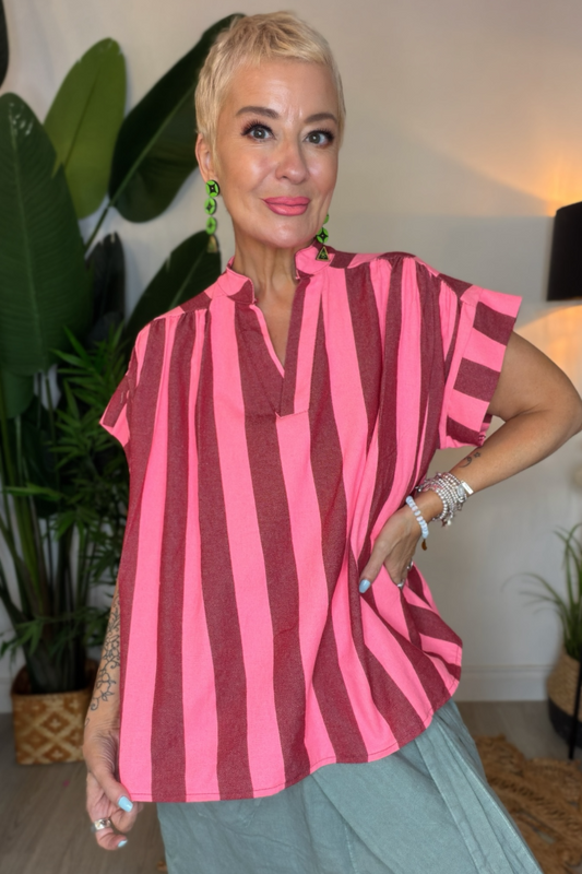 Canvas Stripe Smock Top